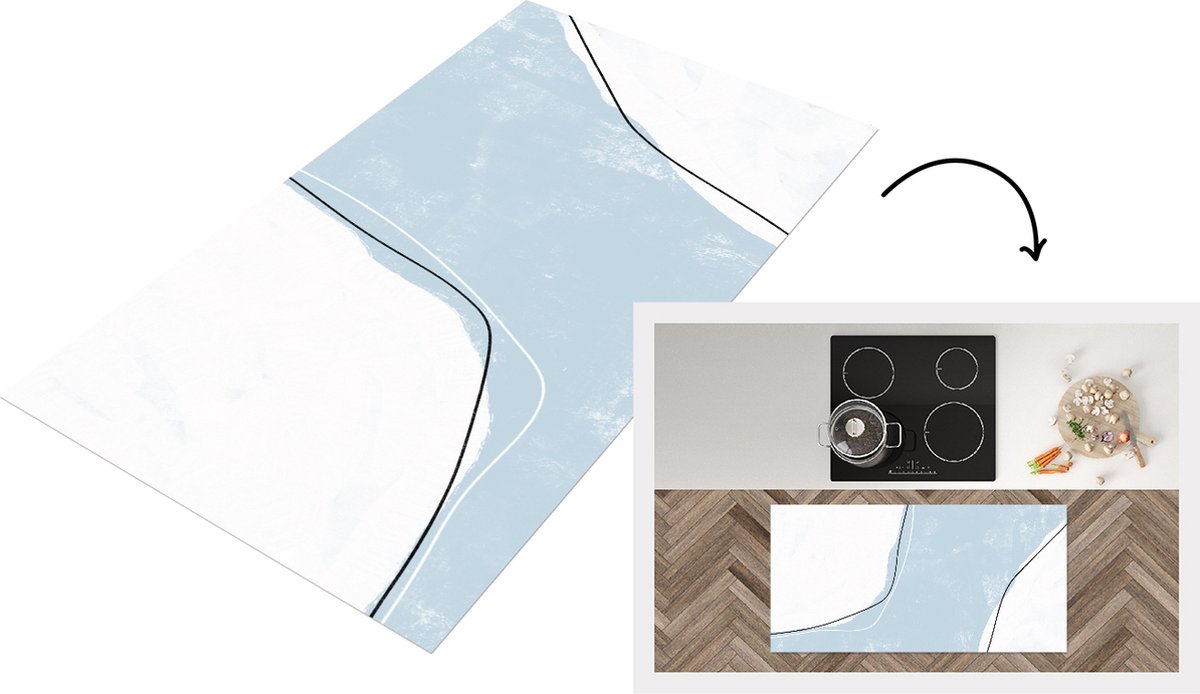 KitchenYeah Keukenloper - Loper keuken - Blauw - Minimalisme - Abstract - 120x60 cm - Keukenloper vinyl Multicolor