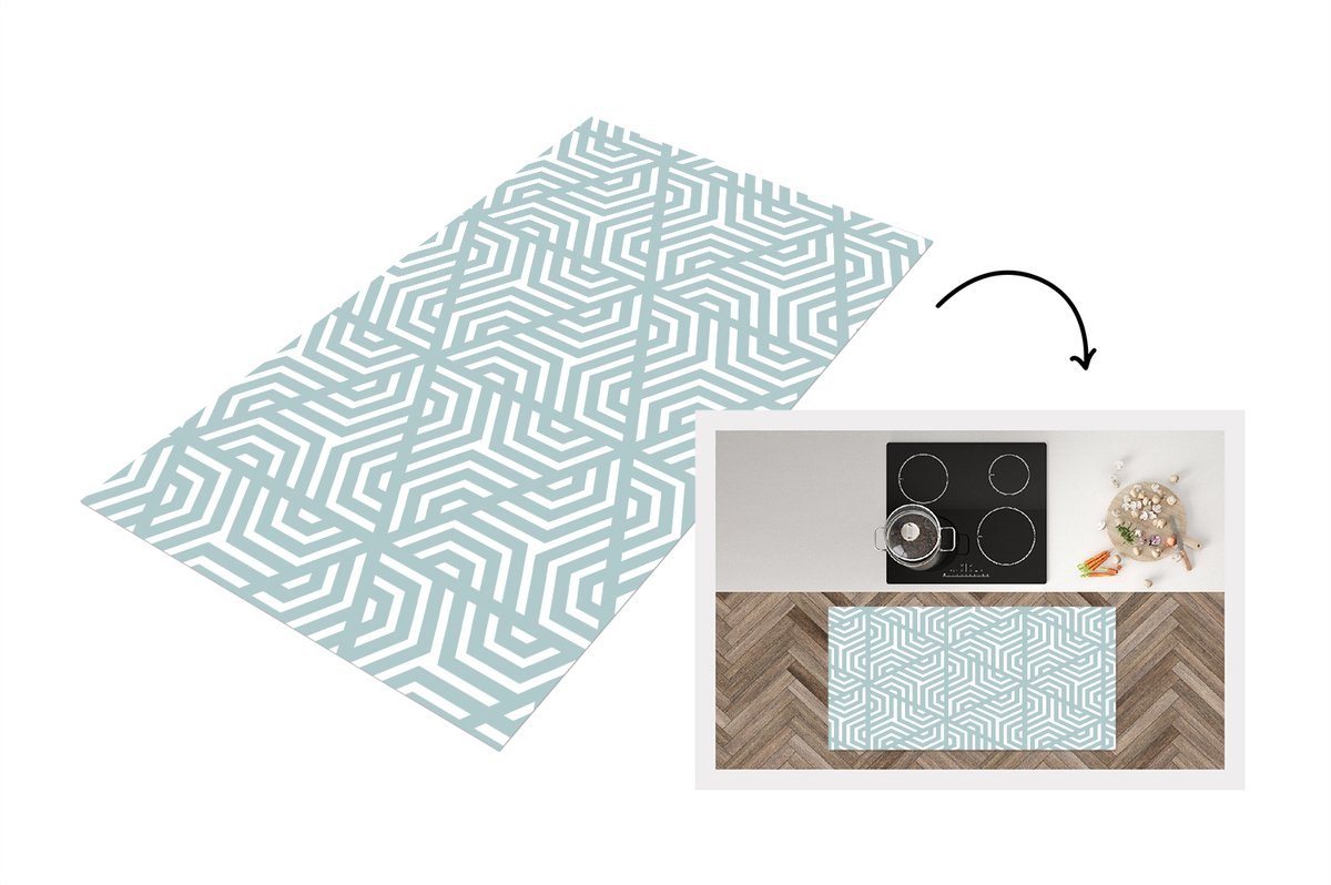 KitchenYeah Keukenloper - Loper keuken - Design - Geometrie - Patroon - Driehoek - 120x60 cm - Keukenloper vinyl Multicolor
