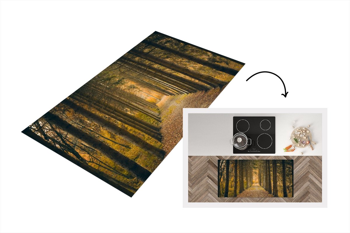 KitchenYeah Keukenloper - Loper keuken - Pad - Bomen - Bos - 120x60 cm - Keukenloper vinyl Multicolor