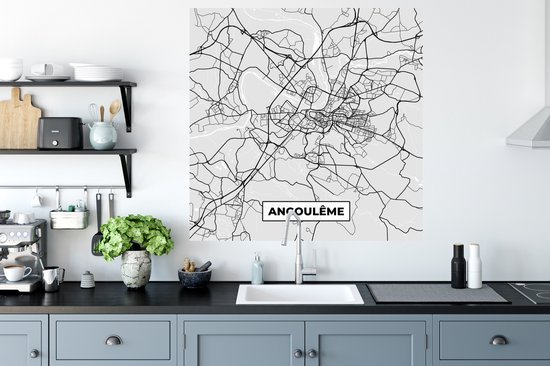 Stickers muraux - Plan de Ville - France - Plan - Angoulême - Plan - 100x100 cm - Film Adhésif XXL