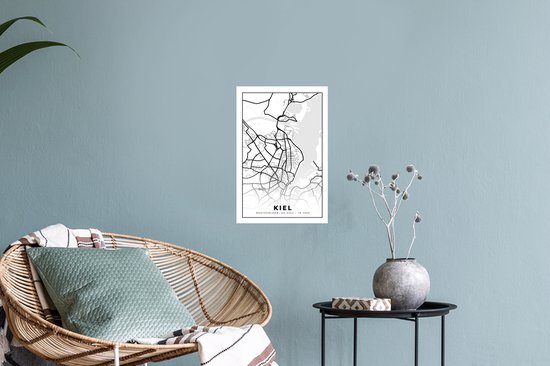 Muurstickers - Sticker Folie - Kaart - Kiel - Plattegrond - Stadskaart - 20x30 cm - Plakfolie - Muurstickers Kinderkamer - Zelfklevend Behang - Zelfklevend behangpapier - Stickerfolie