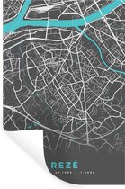 Muurstickers - Sticker Folie - Rezé - Frankrijk - Stadskaart - Kaart - Plattegrond - 60x90 cm - Plakfolie - Muurstickers Kinderkamer - Zelfklevend Behang - Zelfklevend behangpapier - Stickerfolie