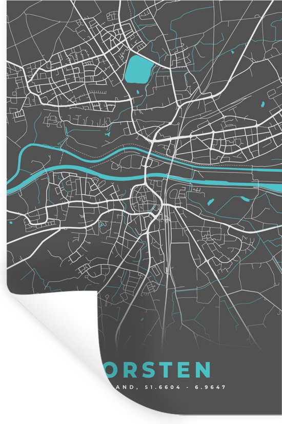 Stickers muraux - Blauw - Allemagne - Carte - Plan de la ville - Carte - Dorsten - 20x30 cm - Feuille adhésive