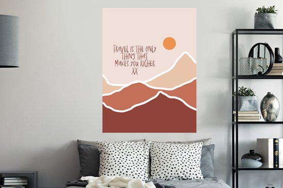 Stickers muraux - Proverbes - Citations - Le voyage est la seule chose qui vous rend plus riche - Oranje - 90x120 cm - Feuille adhésive