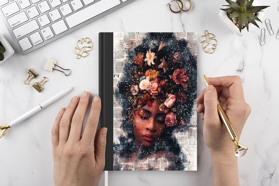 Carnet - Carnet d'écriture - Femme - Peinture - Fleurs - Carnet - Format A5 - Bloc-notes
