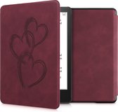 Housse kwmobile pour Amazon Kindle Paperwhite (11. Gen - 2021) - Housse en similicuir pour liseuse - Motif coeur abstrait - Rouge foncé