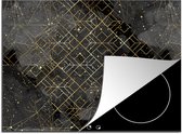 KitchenYeah® Inductie beschermer 58.3x51.3 cm - Marmer print - Zwart - Goud - Geometrie - Kookplaataccessoires - Afdekplaat voor kookplaat - Inductiebeschermer - Inductiemat - Inductieplaat mat