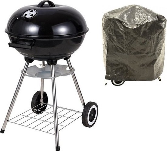 Ronde kogelbarbecue met deksel en asvanger zwart - 43 x 33 cm - houtskool bbq van Merkloos — afbeelding 3