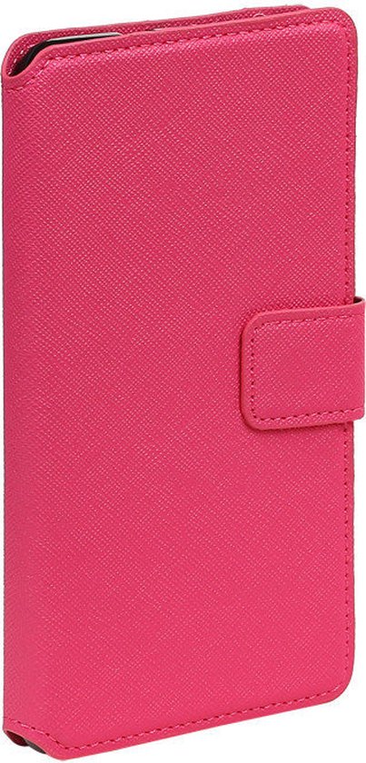 Cross Pattern TPU Bookstyle Wallet Case Hoesje Geschikt voor Huawei Y5 / Y560 Roze