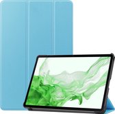 Hoesje Geschikt voor Samsung Galaxy Tab S8 Plus Hoes Case Tablet Hoesje Tri-fold - Hoes Geschikt voor Samsung Tab S8 Plus Hoesje Hard Cover Bookcase Hoes - Lichtblauw