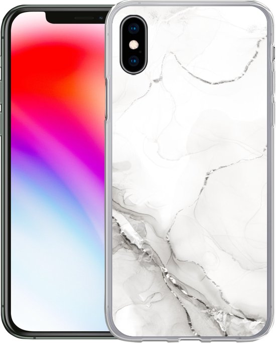 Coque iPhone Xs - Marbre - Wit - Motifs - Coque de téléphone en Siliconen