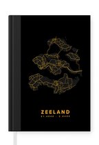 Notitieboek - Schrijfboek - Zeeland - Plattegrond - Black and gold - Notitieboekje klein - A5 formaat - Schrijfblok - Stadskaart