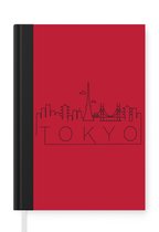 Notitieboek - Schrijfboek - Skyline "Tokyo" rood - Notitieboekje klein - A5 formaat - Schrijfblok