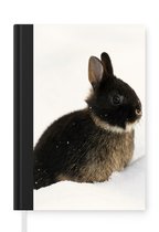 Notitieboek - Schrijfboek - Konijn - Sneeuw - Winter - Notitieboekje - A5 formaat - Schrijfblok