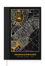 Notitieboek - Schrijfboek - Plattegrond - Heerhugowaard - Goud - Zwart - Notitieboekje klein - A5 formaat - Schrijfblok - Stadskaart