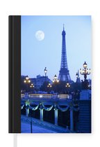 Notitieboek - Schrijfboek - Eiffeltoren - Maan - Parijs - Notitieboekje klein - A5 formaat - Schrijfblok