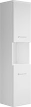 Badplaats Badkamerkast Montreal 30 x 30 x 131 cm - Wit Hoogglans - Hangende Kolomkast met 2 Deuren