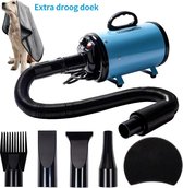 Edward&DeVries Professionele Hondenföhn met 4 Opzetstukken – Waterblazer voor Honden – Stil Design – krachtig  + Extra Filter & Droogdoek - Blauw