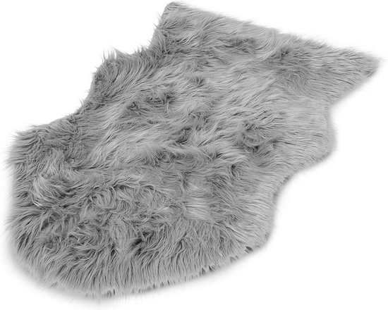Navaris moelleux imitation peau de mouton - Peau de mouton douce en fausse fourrure - Tapis - Hypoallergénique - Vegan - 60 x 90 cm - Grijs