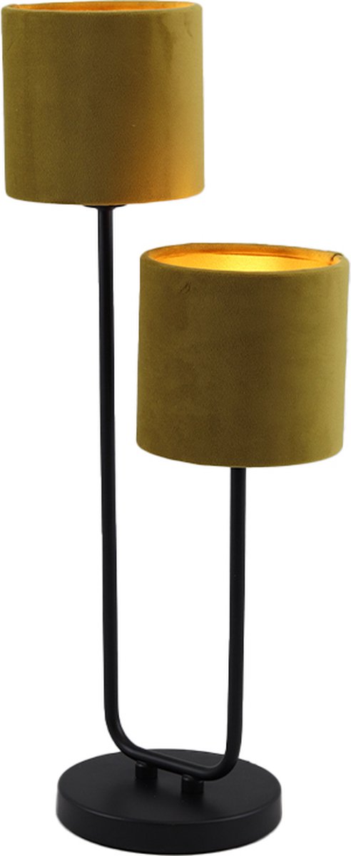 Olucia Talisa - Moderne Tafellamp - Metaal/Stof - Geel;Zwart