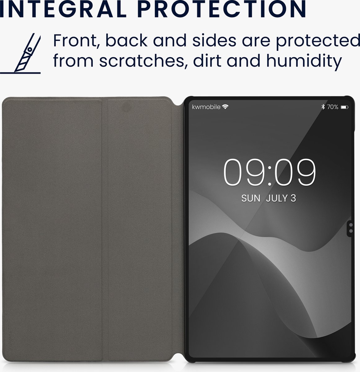 kwmobile hoes voor Samsung Galaxy Tab S8 Ultra - Slanke tablethoes met standaard - Tablet cover in grijs / zwart