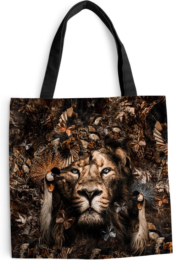 MuchoWow® Schoudertas - Strandtas - Big Shopper - Boodschappentas - Dieren - Vlinders - Vogels - 45x45 cm - Katoenen tas