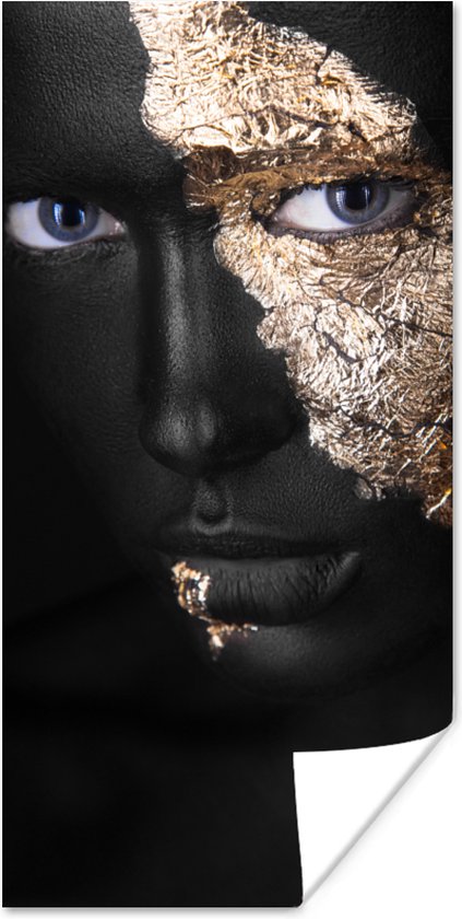 Poster Vrouw - Goud - Black and Gold - 20x40 cm