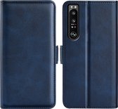 Sony Xperia 1 IV Hoesje - MobyDefend Luxe Wallet Book Case (Sluiting Zijkant) - Blauw - GSM Hoesje - Telefoonhoesje Geschikt Voor Sony Xperia 1 IV