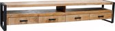 Robust - TV-meubel - 250cm - 4 lades - 2 nissen - naturel mangohout - staal