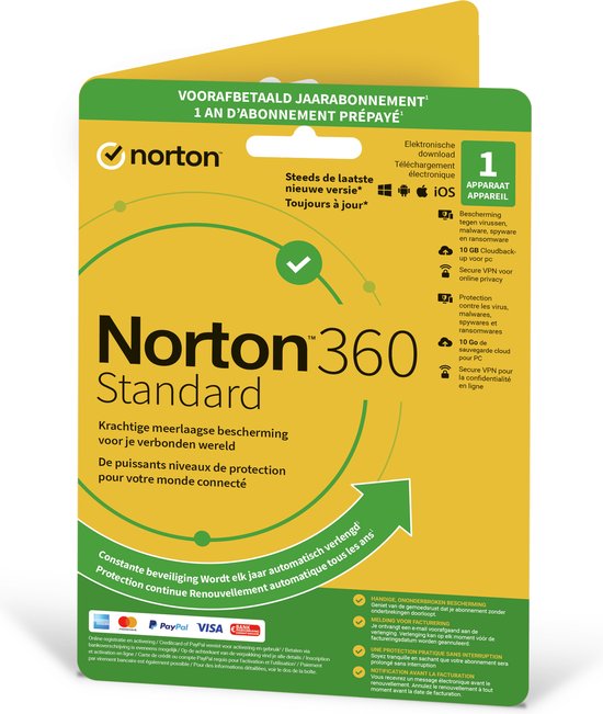 NORTON 360 STANDARD - 1 Gebruiker, 1 Apparaat, 1 Jaar