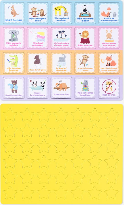 Beloningsbord set voor kinderen als afscheurbare pad 10 vellen - Motiverend concept als opvoedkundig hulpmiddel - met leuke stickers voor jongens en meisjes - motief monster blanko set 16