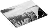 Chefcare Inductie Beschermer Gekleurde Herfstbos met Mist - Zwart Wit - 65x50 cm - Afdekplaat Inductie - Kookplaat Beschermer - Inductie Mat