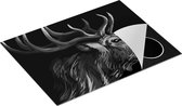 Chefcare Inductie Beschermer Hertenkop - Hert - Abstract - Kleur - Zwart Wit - 70x55 cm - Afdekplaat Inductie - Kookplaat Beschermer - Inductie Mat
