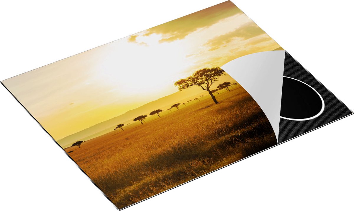 Chefcare Inductie Beschermer Zonsondergang in de Savanne - 65x55 cm - Afdekplaat Inductie - Kookplaat Beschermer - Inductie Mat