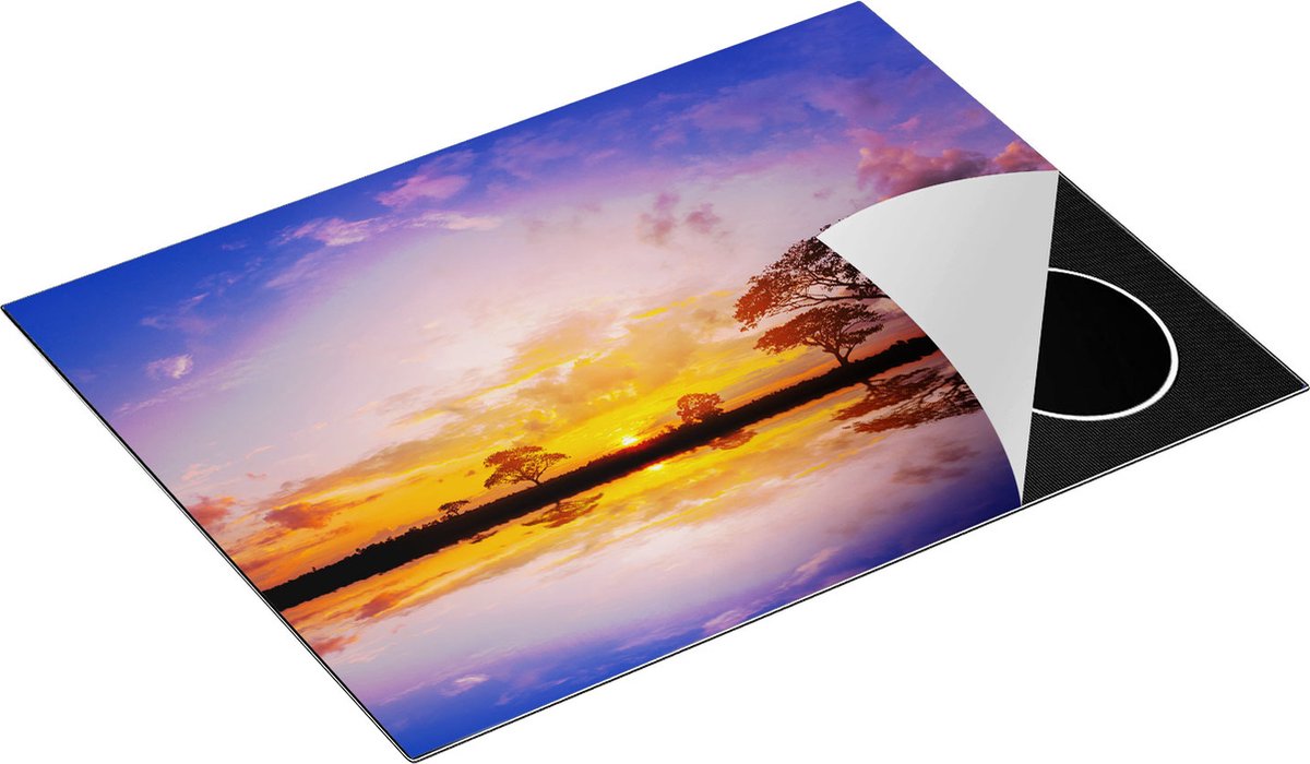 Chefcare Inductie Beschermer Silhouet van Bomen tijdens Zonsondergang - 70x50 cm - Afdekplaat Inductie - Kookplaat Beschermer - Inductie Mat