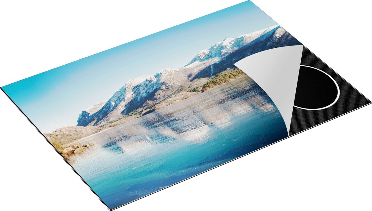 Chefcare Inductie Beschermer Meer bij het Bergen Landschap in Noorwegen - 77x51 cm - Afdekplaat Inductie - Kookplaat Beschermer - Inductie Mat
