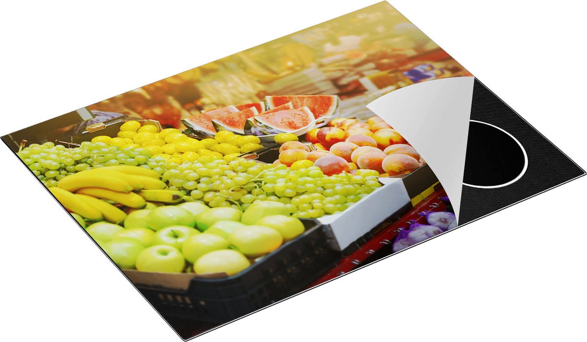 Chefcare Inductie Beschermer Vers Fruit op de Markt - 70x52 cm - Afdekplaat Inductie - Kookplaat Beschermer - Inductie Mat