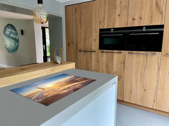 Chefcare Inductie Beschermer Vliegtuig in de Lucht met de Zon - 90x55 cm - Afdekplaat Inductie - Kookplaat Beschermer - Inductie Mat