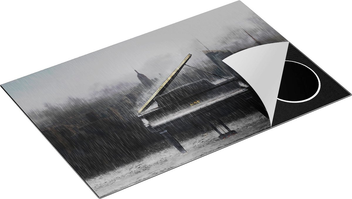 Chefcare Inductie Beschermer Piano in de Regen voor een Stad - 80,2x52,2 cm - Afdekplaat Inductie - Kookplaat Beschermer - Inductie Mat