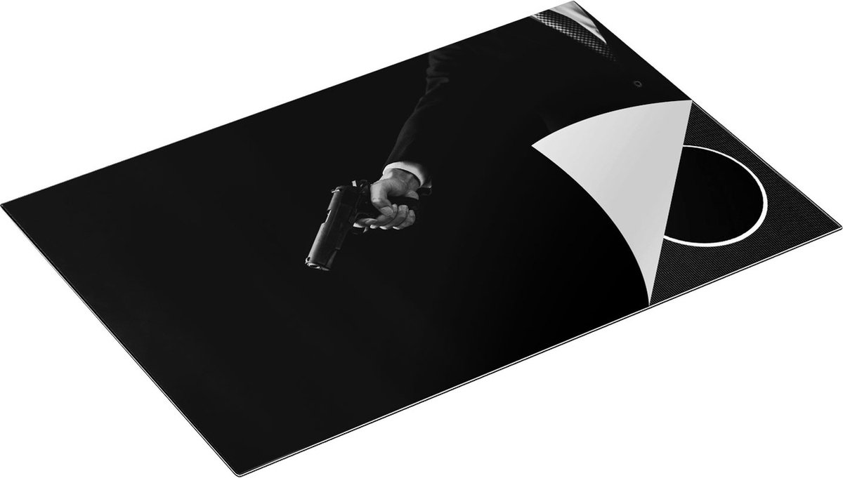 Chefcare Inductie Beschermer Man met een Pistool in zijn Handen - 80x50 cm - Afdekplaat Inductie - Kookplaat Beschermer - Inductie Mat