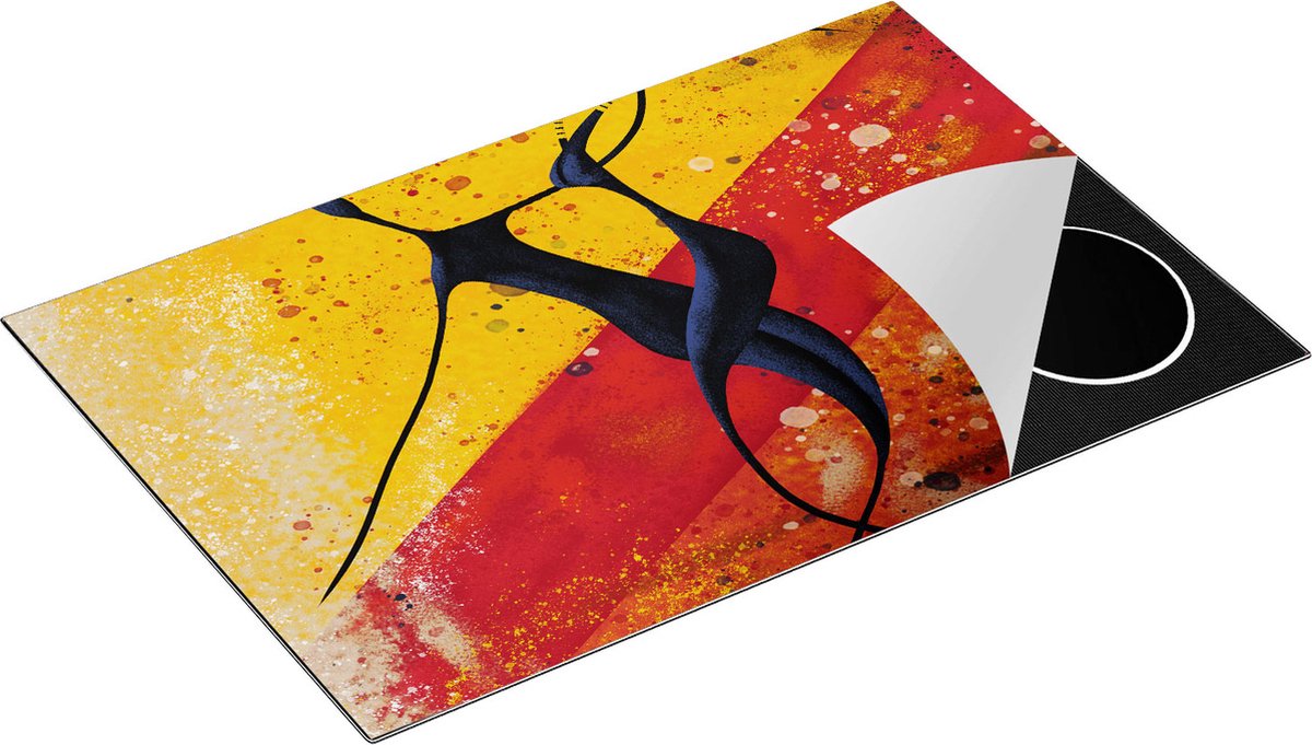 Chefcare Inductie Beschermer Abstracte Kunst - Dansend Afrikaans Paar - 78x52 cm - Afdekplaat Inductie - Kookplaat Beschermer - Inductie Mat