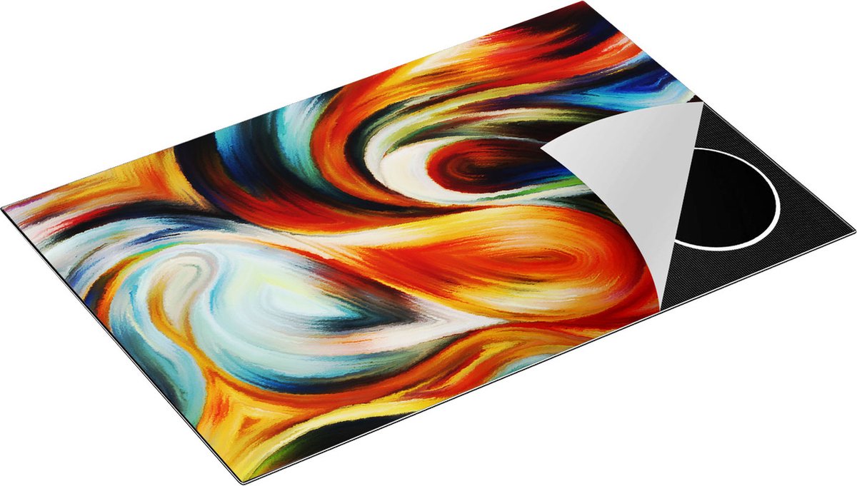 Chefcare Inductie Beschermer Abstracte Kunst van Kleurrijke Verf - 81,2x52 cm - Afdekplaat Inductie - Kookplaat Beschermer - Inductie Mat