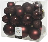 52x stuks kunststof kerstballen mahonie bruin 6-8-10 cm - Onbreekbare plastic kerstballen