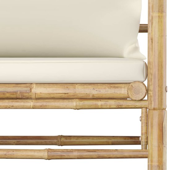 vidaXL - 5-delige - Loungeset - met - crèmewitte - kussens - bamboe