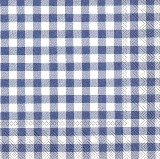 Ihr Servetten Vichy Karo - 20x stuks - 3-laags - - blauw/wit geblokt - 33 x 33 cm - Lente/pasen