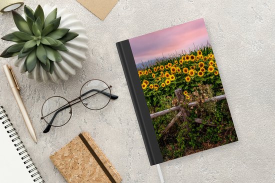 Mnsruu Zonnebloem blauw patroon spiraal notitieboek