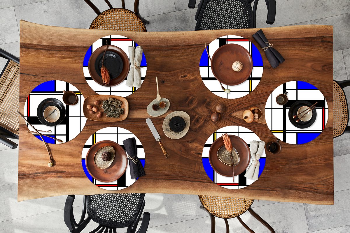 Ronde placemats - Onderlegger - Placemats rond - Patronen - Kunst - Abstract - 6 stuks