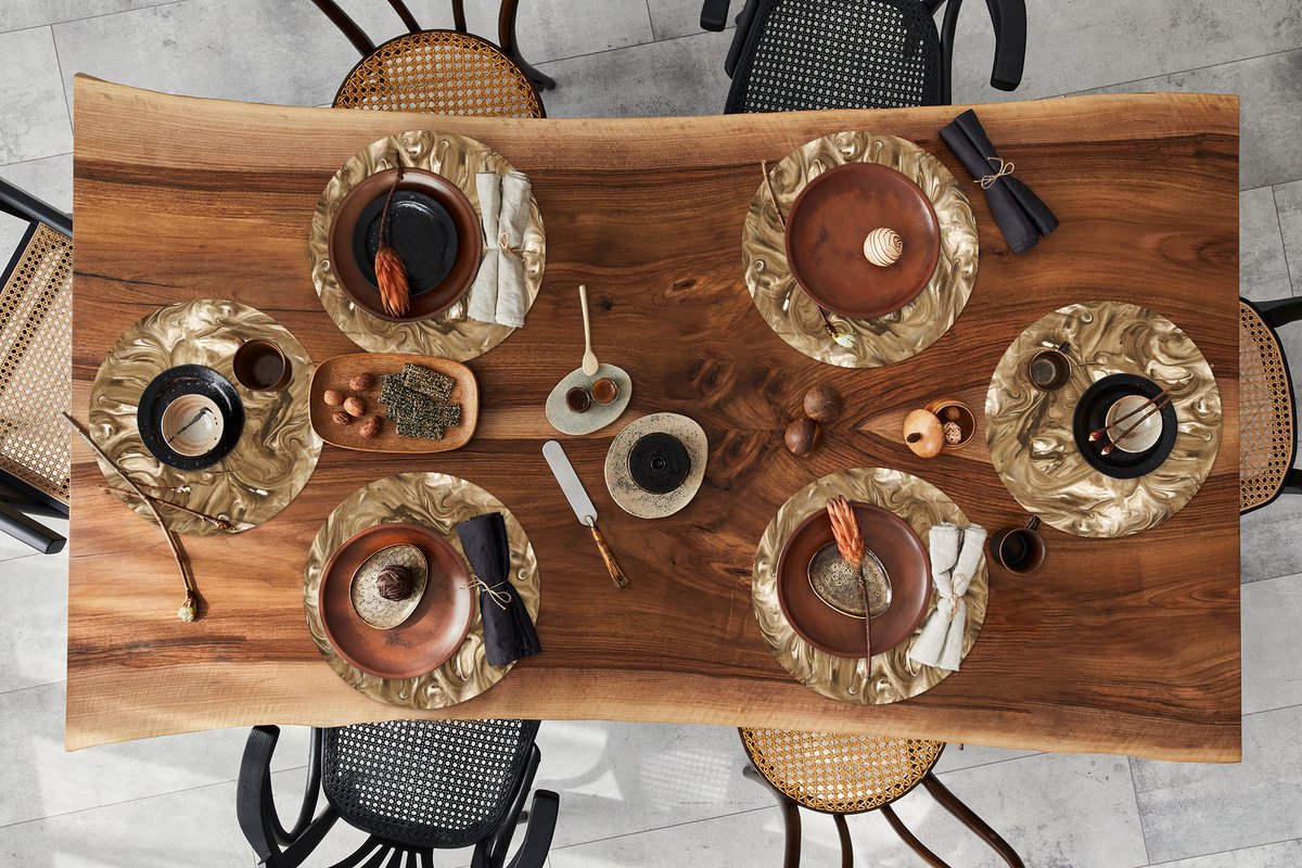 Ronde placemats - Onderlegger - Placemats rond - Bruin - Marmer print - Verf - Patronen - 6 stuks
