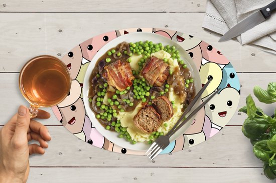 Napperons ovales - Sets de table - Sets de table ovales - Coeur - Motif - Bébé - 8 pièces