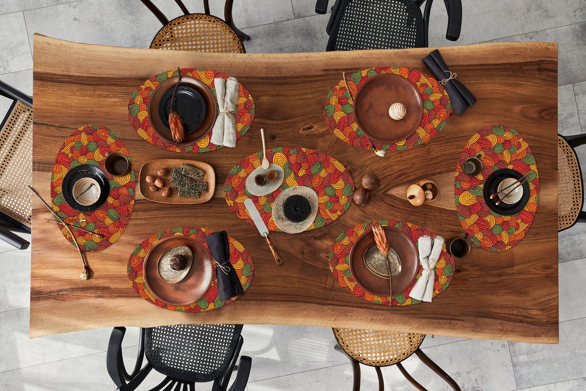 Placemats ovaal - Onderleggers - Ovale placemats - Abstract - Boho - Patronen - Herfst - 8 stuks